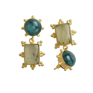 Boucles d'oreilles en laiton de qualité supérieure, plaquées or, design en pierre naturelle brute, finition en laiton satiné, style avant-gardiste, export en gros - Product Image 6