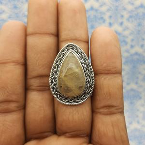 แหวนหุ้มลวดทรงลูกแพร์ทำจากเงินแท้ของ925แหวนโบโฮทำจากเงินแท้จากธรรมชาติ - Product Image 5