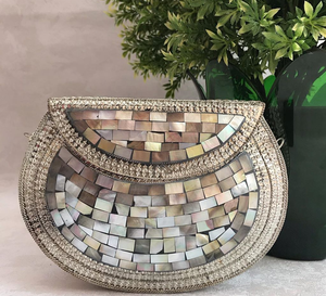 Elegante bolso de mano de mosaico con cuentas para mujer, accesorio de fiesta de noche y Cóctel decorado con perlas a la moda con cadenas - Product Image 3