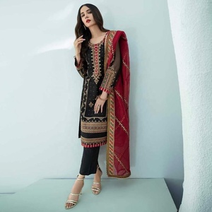 2022 vente chaude travail manuel traditionnel moderne en mousseline de soie indien pakistanais ethnique Salwar Kameez pour une tenue de fête de mariage formelle pour - Product Image 3