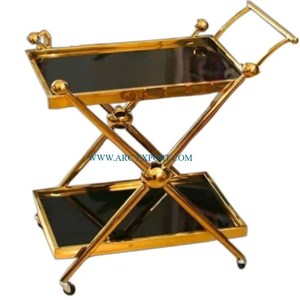 รถเข็นบริการอาหารสำหรับตกแต่งร้านอาหารหรูหรามีเอกลักษณ์ใหม่ดูหรูหรามีรถโลหะให้บริการอาหารจากอินเดีย - Product Image 3