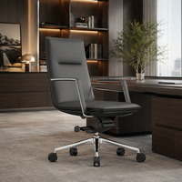 Chaise de bureau professionnelle à dossier haut en cuir PU avec accoudoirs métalliques fins et roulettes pivotantes – Fournisseur en gros