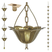 Chaîne de pluie en métal couleur cuivre, design poisson, pour gouttière, décoration de jardin et d'extérieur, ornements suspendus
