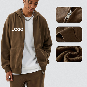 Streetwear Dtg Print Unisex Fleece Cotton Oversized French Terry Blank Custom Heavyweight Manufacturer Mens <b>Zip</b> up <b>Hoodie</b> - Product Image 2