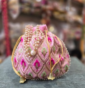 Bolsa de Potli bordada de Gota India hecha a mano para mujer, nuevo vestido Vintage, bolso de regalo de boda a la moda, vestido Vintage indio hecho a mano - Product Image 2