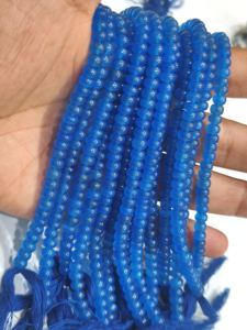 Perles de pierres précieuses en quartz bleu royal de haute qualité, rondes, lisses, 6 mm, EMINENT JEWEL, vendues par brin, 8 pouces de long - Product Image 2