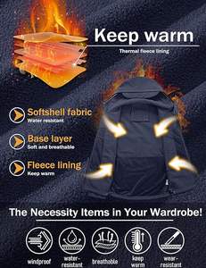 Veste d'hiver tactique doublée en polaire de performance pour hommes, manteau souple 7 poches, résistant à l'eau, vêtements de course automobile pour moto - Product Image 4