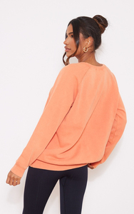Sudadera coreana larga de algodón liso para mujer, sudadera informal con hombros caídos, diseño de cuello redondo, sudadera personalizable - Product Image 4