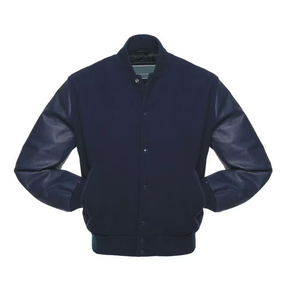 Blouson universitaire surdimensionné pour homme avec badge en relief, col montant enduit, manches en laine, épaules tombantes, en laine douce imperméable, style urbain - Product Image 4