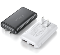Charger Dinding USB Ganda 18W Grosir, Colokan Lipat US, 2 Port Pengisi Daya Cepat Ultra Tipis 1.6cm, OEM ODM MOQ Rendah