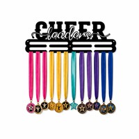 Support mural pour médailles de cheerleading, présentoir de médailles en métal découpé au laser avec nom personnalisé, cadeau pour les athlètes de cheerleading, décoration intérieure