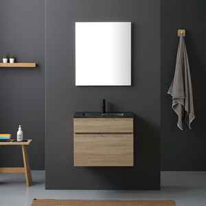Matte <b>Black</b> 60cm Natural Oak Wall-Hung <b>Bathroom</b> Vanity <b>Unit</b> with Sink Shanghai Product Category Basins - Product Image 2