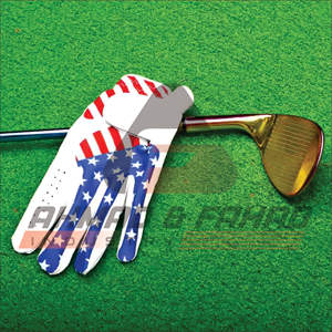 Guantes de Golf para hombre mano izquierda Cabretta cuero 60% piel de oveja 40% tela con diseños digitales sublimados personalizados azules - Product Image 2