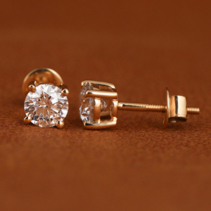 Luxueux rond coupe laboratoire cultivé diamant 18KT or diamant boucles d'oreilles pour les femmes avec de nouvelles boucles d'oreilles de conception personnalisée à la mode femmes - Product Image 2