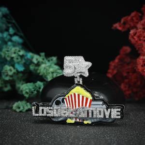 Rapper Jewelry Mens 925 Sterling Silver Moissanite Diamond Pendant <b>Custom</b> Enamel <b>Name</b> Number Bail Pendant for Men Women for Gift - Product Image 2