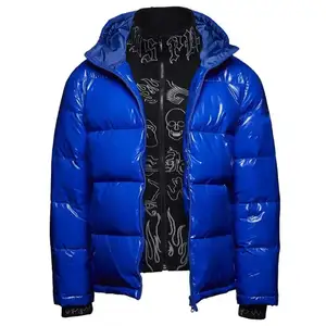 Fashion Style Shiny Custom Polyester Fabric Men's Puffer Jacket Wholesale Winter Jackets New High Quality Shine Puff Jackets