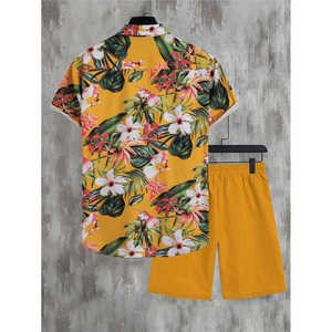 Customized printed men short <b>set</b> cotton/polyester breathable summer <b>set</b> outdoor wear classic summer short <b>set</b> - Product Image 2