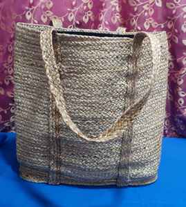 กระเป๋าโท้ทปอกระเจาขนาด17 "x 17" ที่เป็นมิตรกับสิ่งแวดล้อมผ้าทอมือขนาดใหญ่พร้อมสายรัดปิดซิปและตกแต่งตัวอักษร - Product Image 1