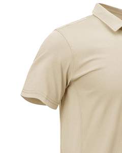 Polo homme beige personnalisé, manches courtes, respirant, en tissu piqué polyester-coton, logo personnalisé, tenue décontractée et professionnelle, OEM - Product Image 3