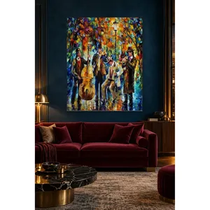 Impression sur toile de musiciens de la rue Fida sous des feuilles d'automne colorées - Product Image 4