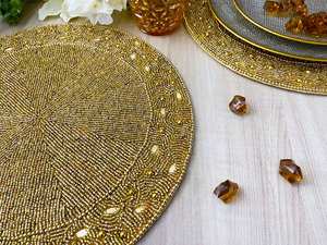 Sets de table et chemins de table perlés de style ferme antique moderne, faits à la main, décoratifs, accessoires de décoration intérieure pour la salle à manger - Product Image 5