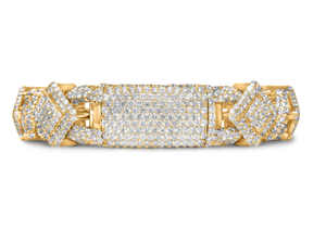 Infinity Link Asscher Moissanite Diamant Clouté 10k Or Jaune Carré Bracelets pour Unisexe Hip Hop Déclaration de Mode - Product Image 2