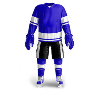 Concevez votre propre équipe Ensembles d'uniformes de hockey sur glace Professionnel de haute qualité 100% Polyester Service OEM sans couture à séchage rapide disponible - Product Image 1