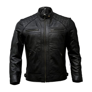 Men's Genuine Leather Biker <b>Jacket</b> Wholesale Vintage Brown Distressed Lambskin Motorcycle <b>Jacket</b> Customized Formal Black Brown - Product Image 1