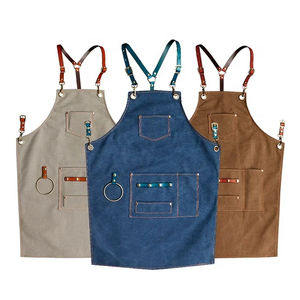 Tablier à bavette en toile de coton avec impression de logo personnalisé étanche à l'huile pour magasin de thé au lait Cuisine Travail Occasions de fête - Product Image 1