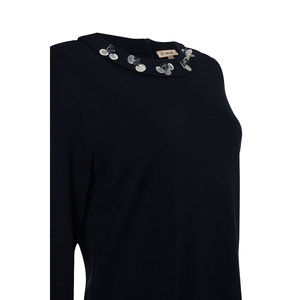 Blusa a Rayas Azul Marino con Cuello Bordado para Mujer - Product Image 2