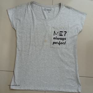 Camiseta de poliéster de algodón de manga corta para mujer de moda con serigrafía Turn Neck Design Fancy Casual Logo Decoration - Product Image 4