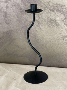 Handcrafted Christmas Candle <b>Holder</b> Iron Forged Standing Type in Golden-<b>Black</b> Blacksmith Made Metal <b>Candlestick</b> - Product Image 5