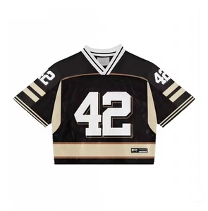 เสื้อสเวตเตอร์กีฬาฮอกกี้สไตล์คลาสสิกเสื้อเจอร์ซีย์อเมริกันฟุตบอลสตรีทแวร์ผ้าตาข่ายเข้ารูป - Product Image 1