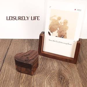 กล่องแหวนไม้วอลนัทรูปหัวใจมีช่องเสียบแบบช่องเดียวที่ใส่เครื่องประดับสำหรับงานแต่งงานงานหมั้นพร้อมของขวัญตกแต่งบ้าน - Product Image 5