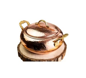 Cazuela de acero inoxidable y cobre de forma redonda de lujo de alta calidad con tapa de acero para uso en cocina y servicio - Product Image 4