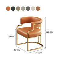 Chaise de salle à manger de luxe moderne et écologique en similicuir en forme de U, tabouret de bar en métal avec dossier et accoudoirs pour salle à manger et mobilier de maison