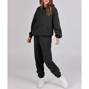 Ropa de calle para niñas Trajes de 2 piezas Mujeres Venta al por mayor Sudadera con capucha Chándal Pantalones de chándal de gran tamaño Todos los colores Conjuntos de chándal personalizados - Product Image 3