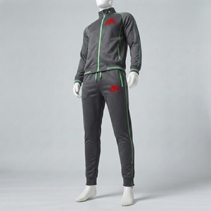 Conjunto Deportivo para Hombre en Gris Carbón, Chaqueta Deportiva con Cierre Completo, Pantalones Jogger con Ribete Verde, Ropa Deportiva para Entrenamiento, Gimnasio, Running y Fitness - Product Image 4