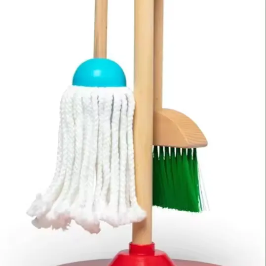 Melissa Doug Play House Dust Sweep Mop 6 Piece, Pretend Home Cleaning Play Set Kids Broom And Mop Set For Ages 3plus