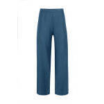 กางเกงขายาวผ้าลินินสีครามพร้อมขอบเอวยางยืดสูง - Product Image 3