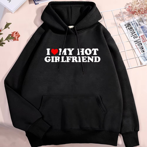 Drop Shoulder I Love Hot Girlfriend Print Men Women Hoody Cute Crewneck Hoodies Casual Crewneck Pullover Hoodies - Product Image 1