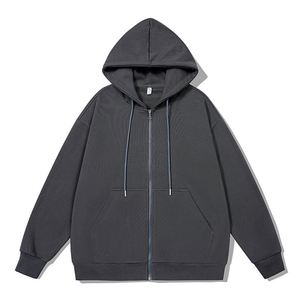 Vente en gros de sweats à capuche personnalisés pour hommes avec fermeture éclair, vêtements de jogging, lettres de broderie personnalisées, manches longues, sweat à capuche avec marque privée - Product Image 6