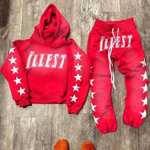 Personalizado de alta calidad de invierno con capucha sólido gota hombro Vintage chándal nueva llegada apliques francés Terry algodón hecho 2 1 diseño - Product Image 3