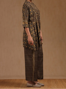 Ropa india y pakistaní de moda, conjunto holgado con estampado dorado marrón oscuro para mujer, conjunto Kurta Palazzo para mujer, vestido de fiesta - Product Image 6