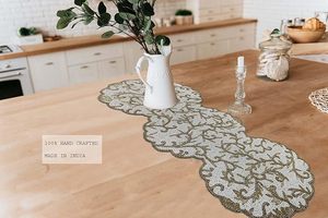 Christmas Decorative and Leaves Design Beaded <b>Runner</b> Placemat <b>Dining</b> <b>Table</b> Fancy Mat Handmade Decorative <b>Runners</b> for Wedding - Product Image 5