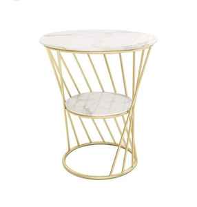 Mesa Auxiliar Moderna de Dos Niveles con Recubrimiento Dorado, Ajustable, Elegante, para Sala de Estar, Hotel, Decoración del Hogar, Oferta por Tiempo Limitado - Product Image 1