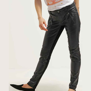 OEM Pantalon en cuir mat doublé de polaire décontracté pour femmes Style rétro Taille haute Élégant et sexy Mode automne et hiver ronpex - Product Image 3