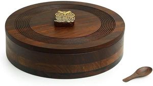 Vente en gros de boîtes porte-épices en bois faites à la main tendance Récipient Masala de cuisine Aura artisanal Pots à épices en bois élégants Cuisine domestique - Product Image 6
