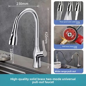 <span class=keywords><strong>Robinet</strong></span> multifonctionnel universel extractible chaud et froid 360 °   Rotation pour Rincer la Saleté Autour sans Angles Morts pour la Cuisine - Product Image 4