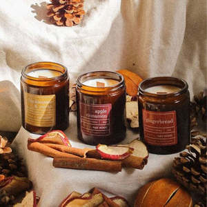 AIKUN Luxury Scented <b>Candle</b> Bulk Set <b>Long</b> Burn Soy Wax Customizable Fragrance Brown Ceramic Jar <b>Candle</b> for Thanksgiving Easter - Product Image 1